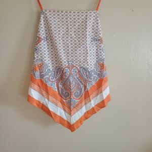 SHEIN Orange and White Paisley Top